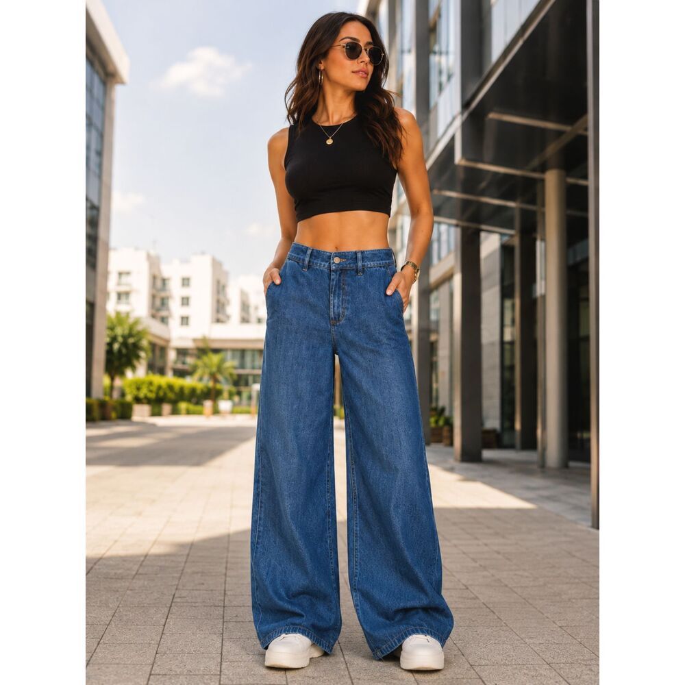 Rewash Effortless Denim Super High Rise Wide Leg Jeans Blue Size 9/29 NWT